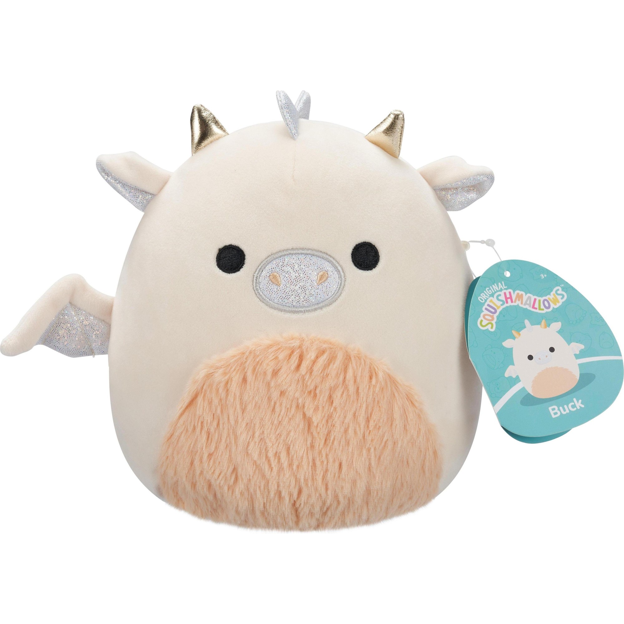 Squishmallows Buck - Peluche Dragon Crème et Pêche | 7.5"