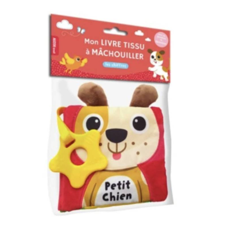 LIVRE TISSU À MÂCHOUILLER : PETIT CHIEN - Un imagier doux pour bébé