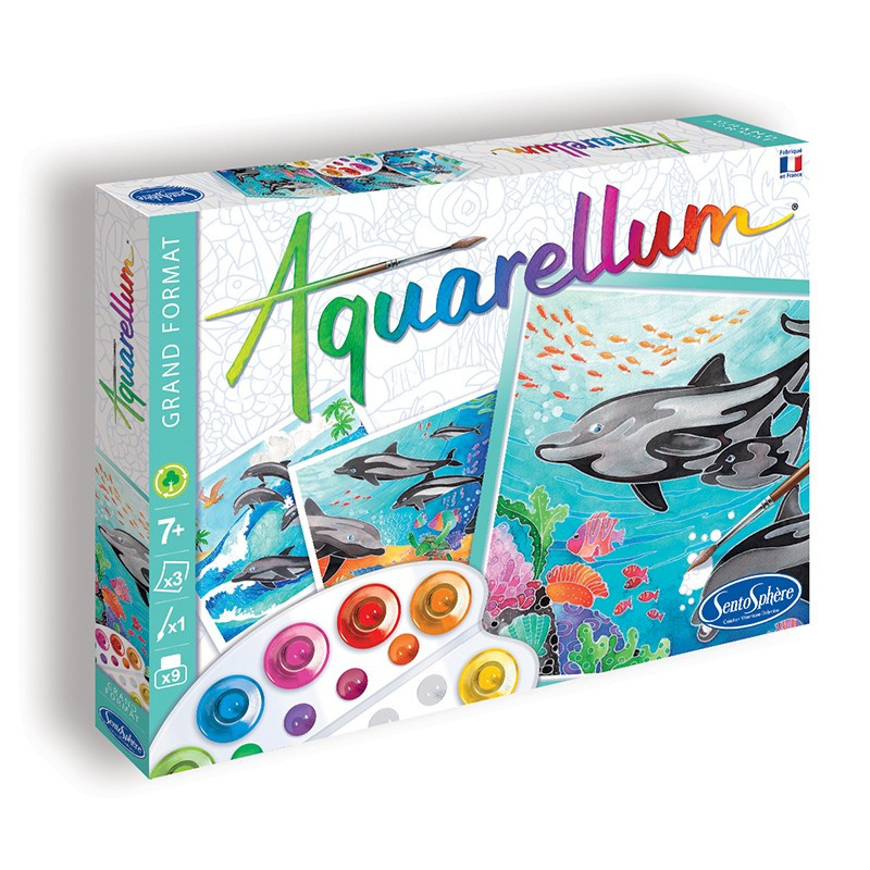 AQUARELLUM "Dauphins" - Kit créatif aquarelle pour enfants