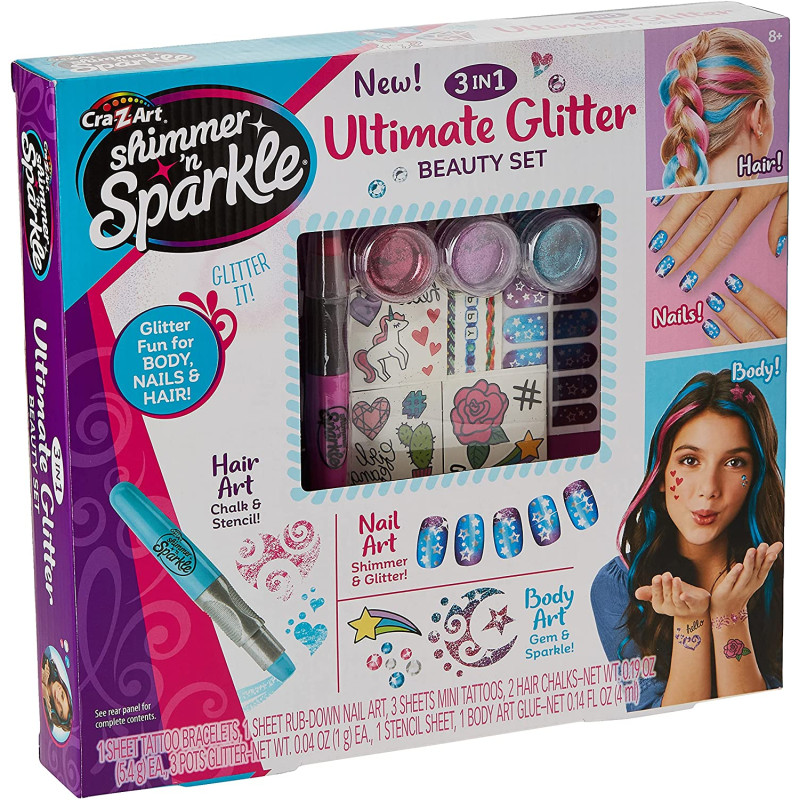 Shimmer 'n Sparkle - 3 in 1 Ultimate Glitter Beauty Set