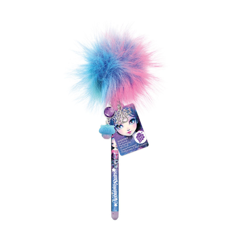 Scented Pom Pom Pen. RB - Stylo Gel Parfumé Bicolore