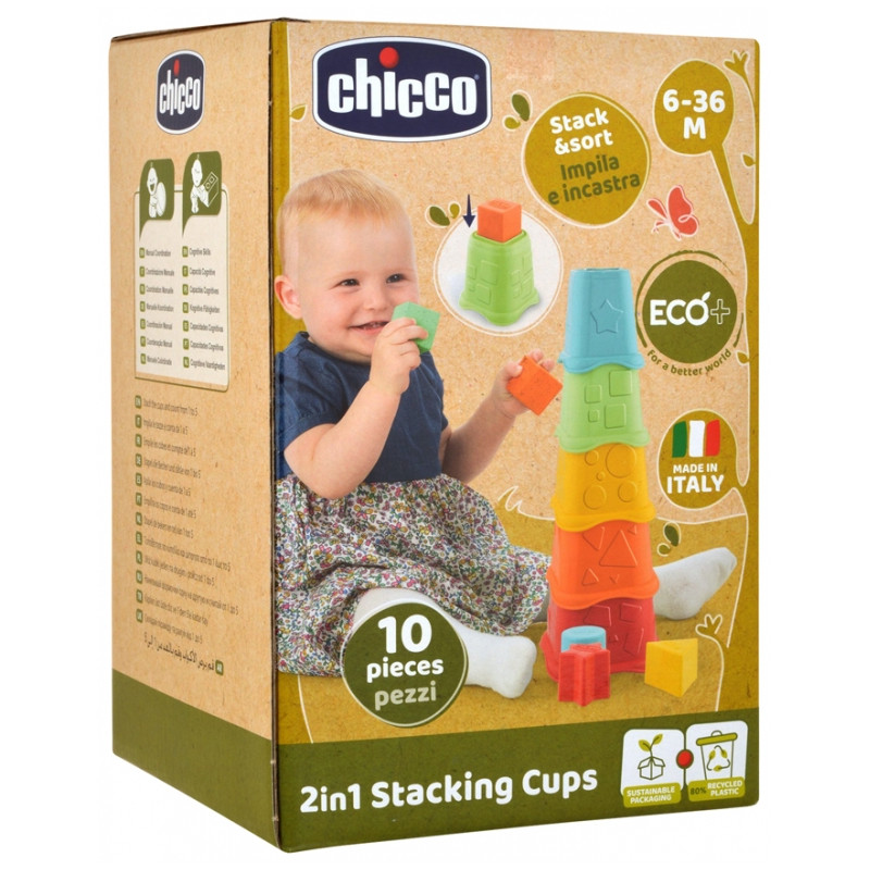 Cubes à empiler 2en1 Eco+ Chicco - Jouet d'éveil écologique