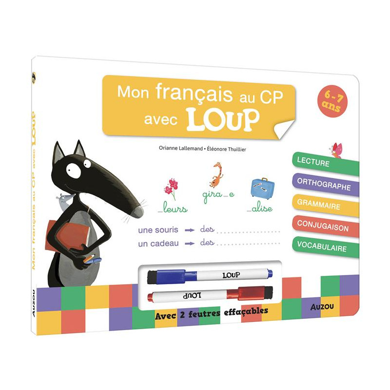 Mon Livre-ardoise : MON FRANÇAIS AU CP AVEC LOUP – Apprentissage du Français