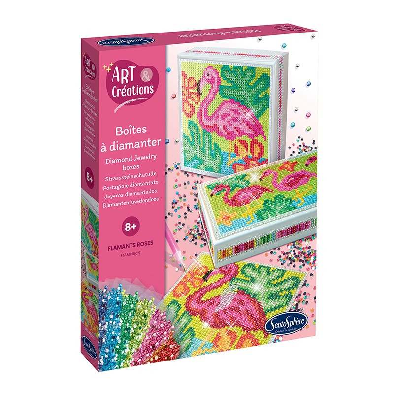 Boîtes à diamanter Flamants roses - Kit créatif fun