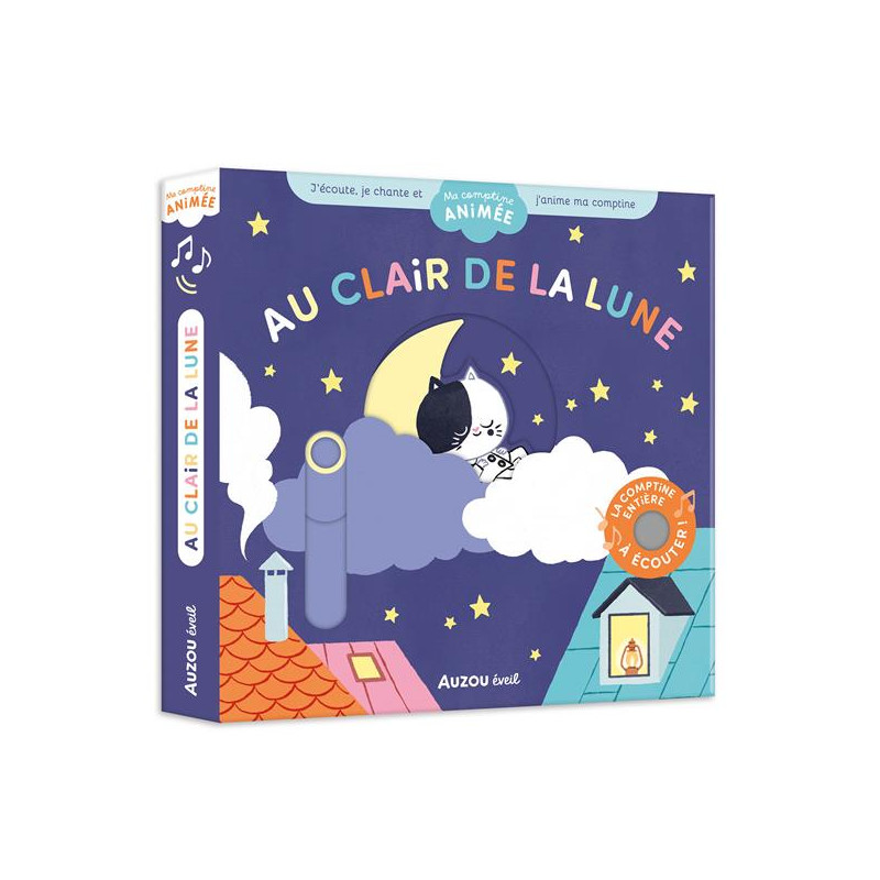 MA COMPTINE ANIMEE - AU CLAIR DE LA LUNE : Livre interactif pour enfants
