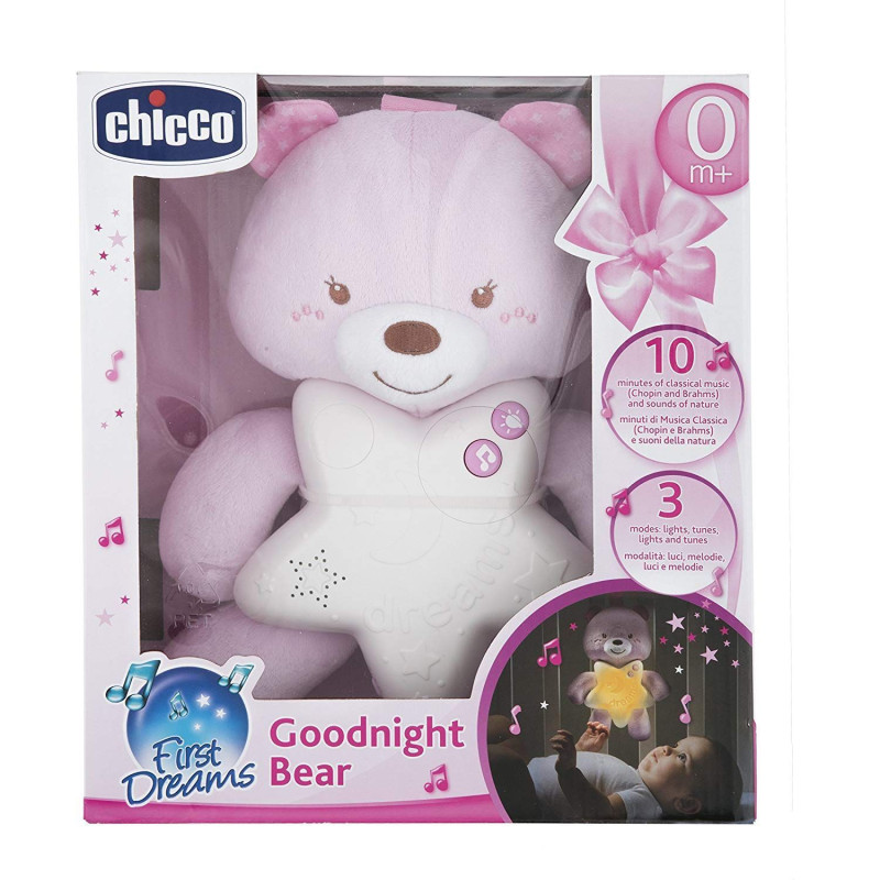 Goodnight Bear pink - Veilleuse musicale bébé