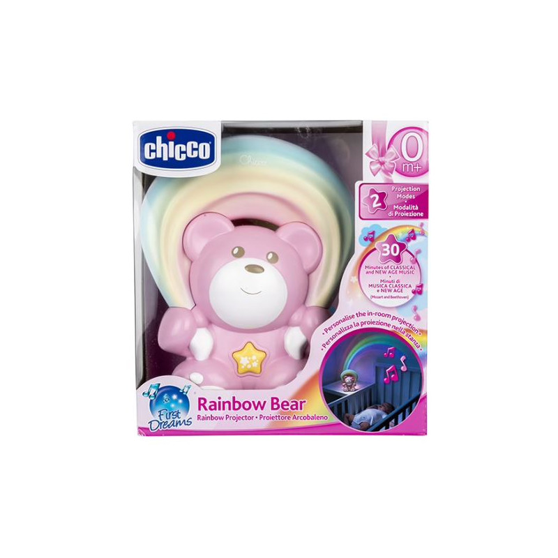 Rainbow Bear Pink – Veilleuse musicale Ourson pour bébé