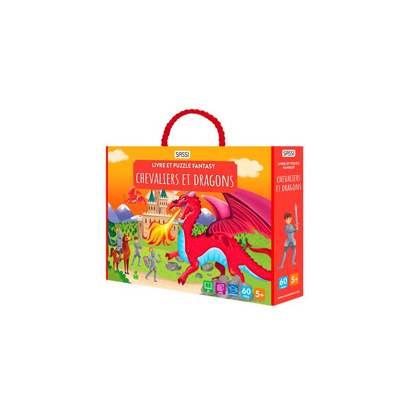 Livre et puzzle fantasy – Chevaliers et dragons