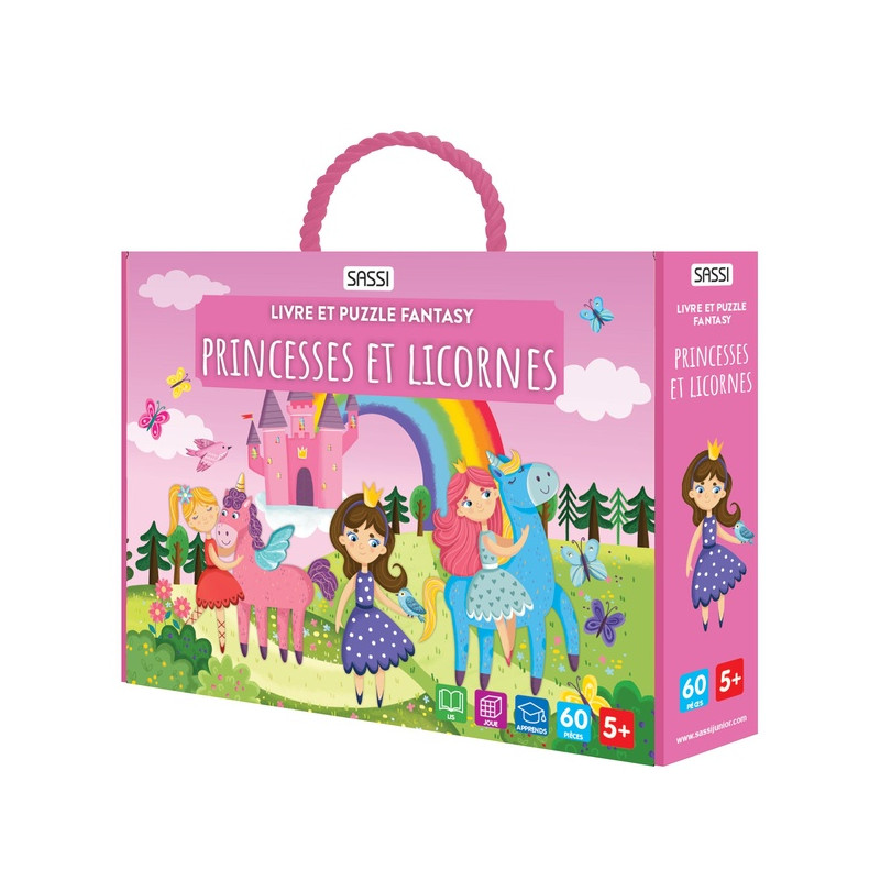 Livre et puzzle fantasy - Princesses et licornes pour enfants