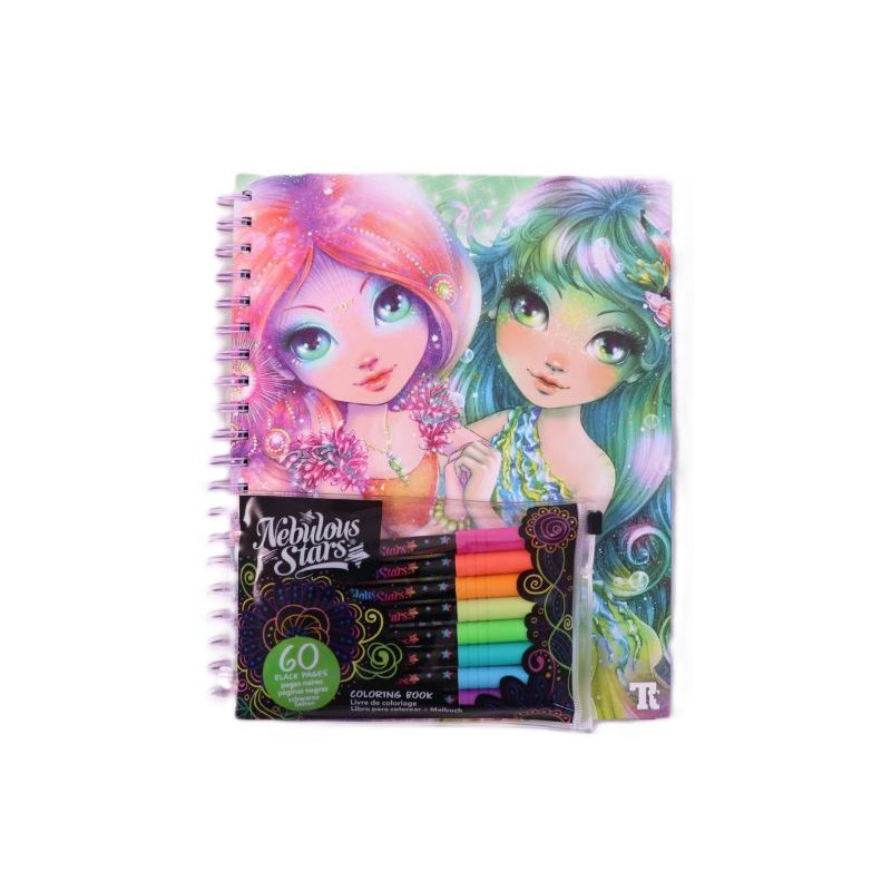 Livre de coloriage à pages noires Coralia & Marinia - Néon