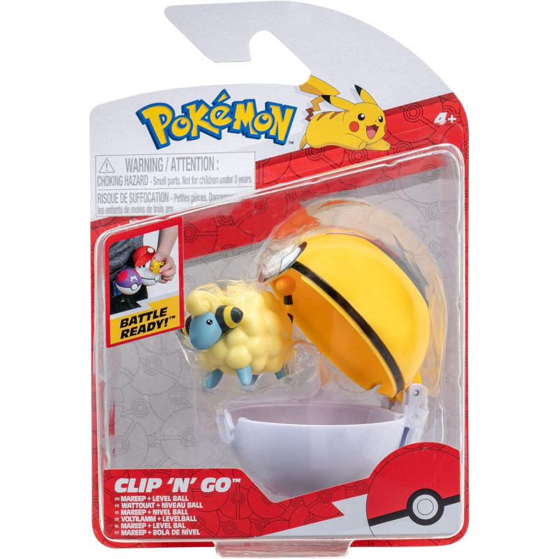 Clip ‘N’ Go – Mareep – Pokéball avec Figurine 5 cm
