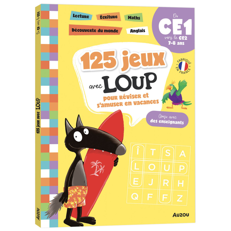 125 Jeux Loup CE1 CE2 - Cahier de vacances éducatif