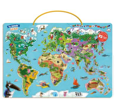 Carte du monde magnétique puzzle - Je découvre avec Loup